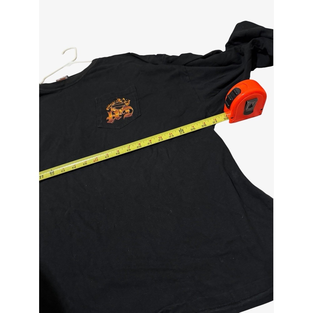 Y2K Vintage Harley Davidson Flame Script Long Sleeve Pocket Shirt Black 4X - Picture 11 of 13